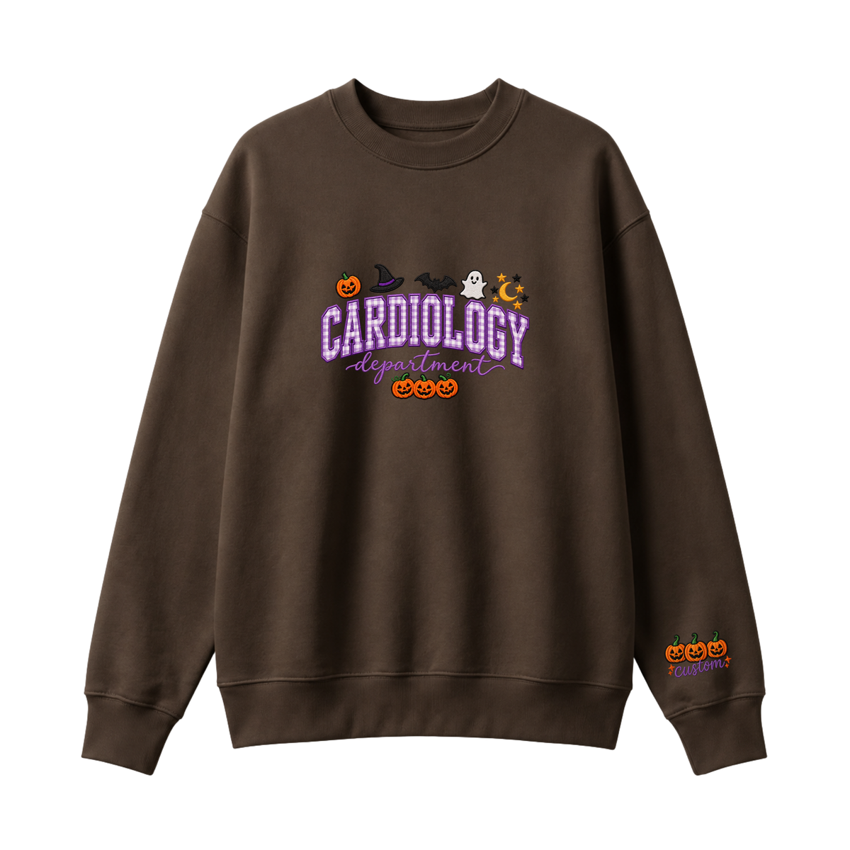 Chaotic Club Embroided Custom Cardiology Department Halloween Nurse Crewneck Sweatshirt