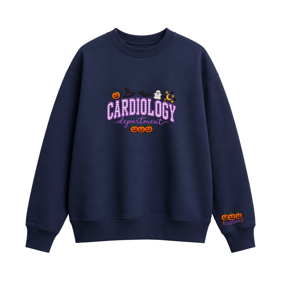 Chaotic Club Embroided Custom Cardiology Department Halloween Nurse Crewneck Sweatshirt