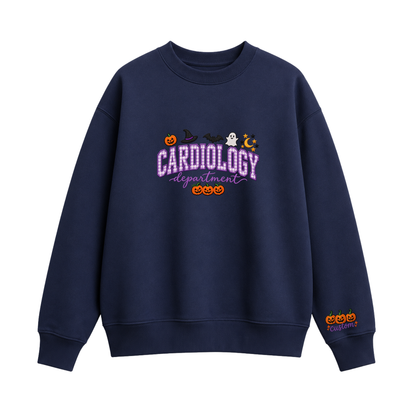 Chaotic Club Embroided Custom Cardiology Department Halloween Nurse Crewneck Sweatshirt