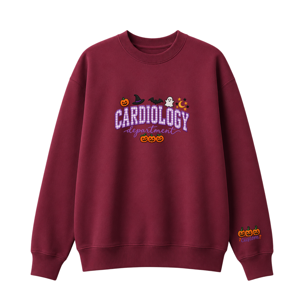Chaotic Club Embroided Custom Cardiology Department Halloween Nurse Crewneck Sweatshirt
