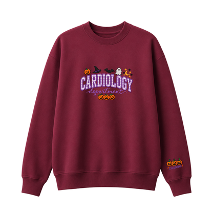 Chaotic Club Embroided Custom Cardiology Department Halloween Nurse Crewneck Sweatshirt