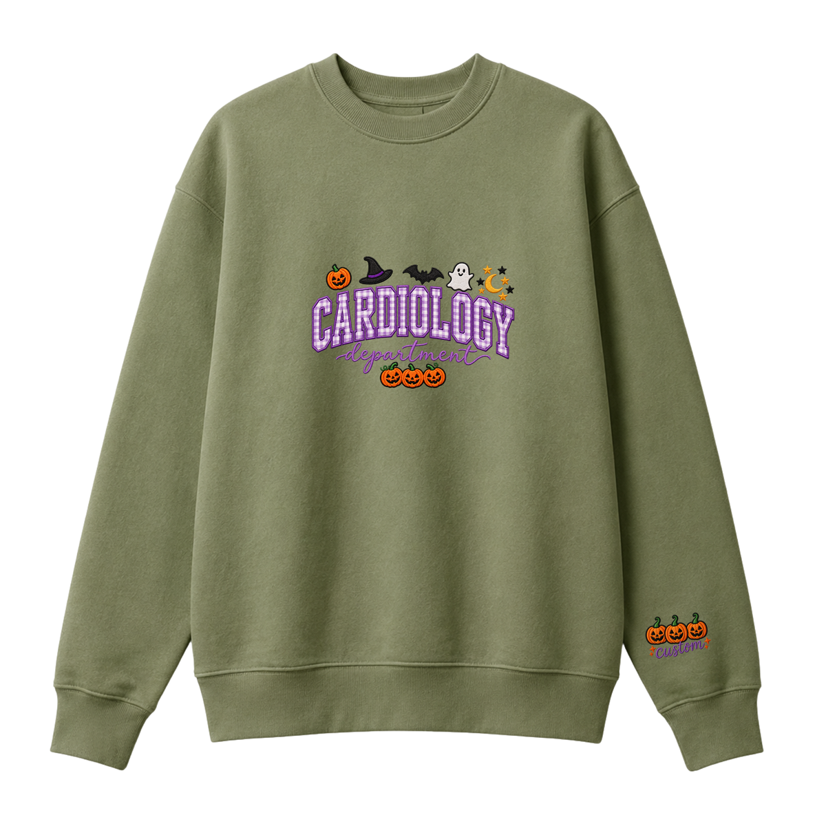 Chaotic Club Embroided Custom Cardiology Department Halloween Nurse Crewneck Sweatshirt
