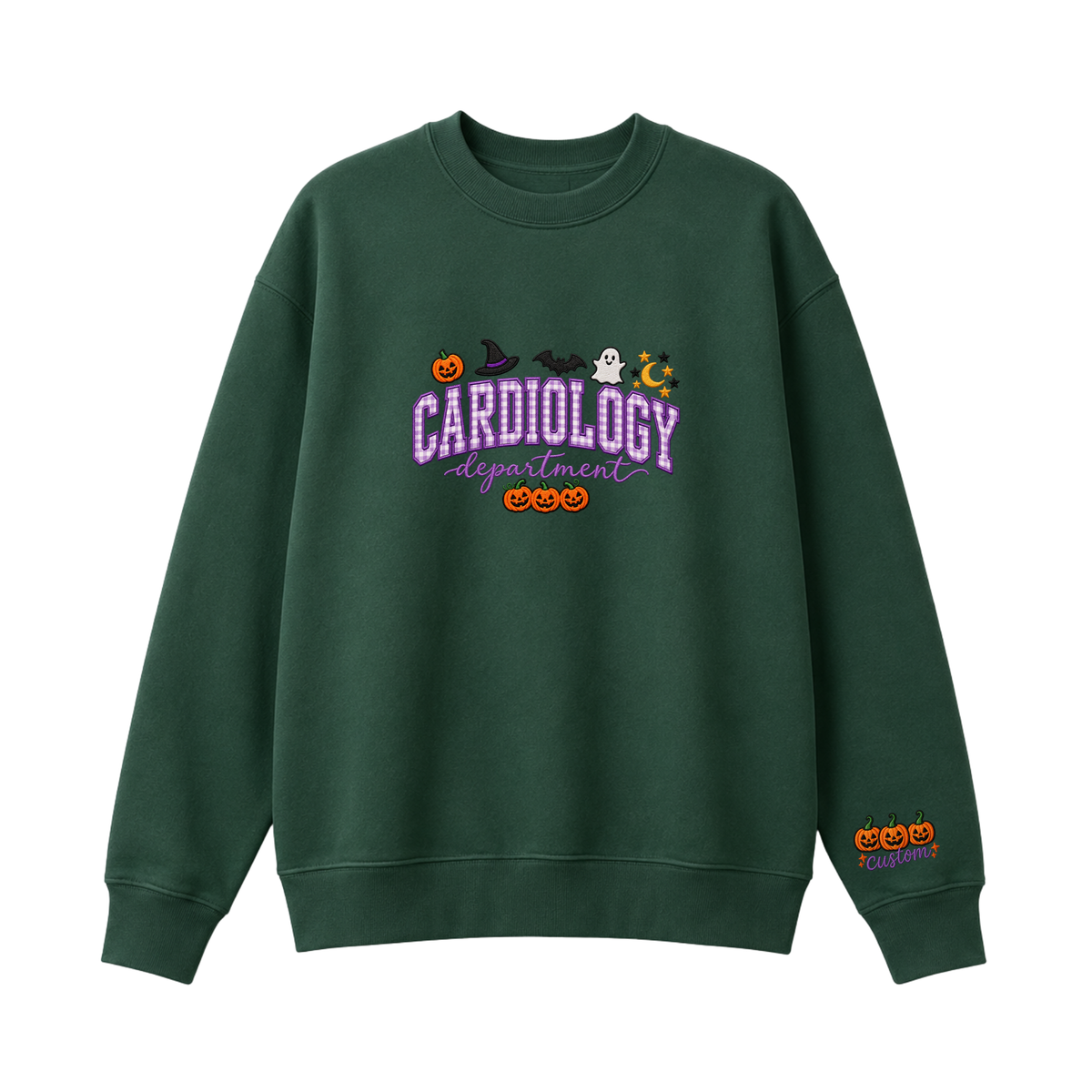 Chaotic Club Embroided Custom Cardiology Department Halloween Nurse Crewneck Sweatshirt