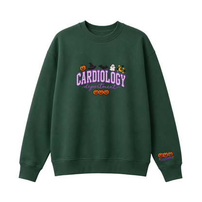 Chaotic Club Embroided Custom Cardiology Department Halloween Nurse Crewneck Sweatshirt