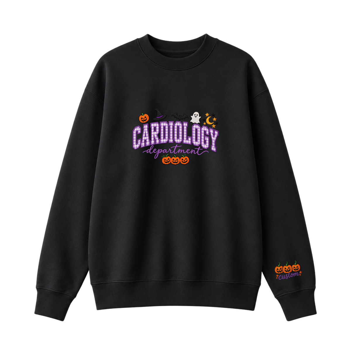 Chaotic Club Embroided Custom Cardiology Department Halloween Nurse Crewneck Sweatshirt