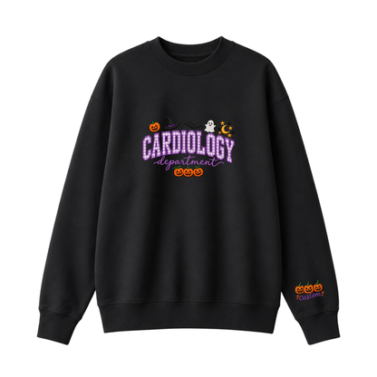 Chaotic Club Embroided Custom Cardiology Department Halloween Nurse Crewneck Sweatshirt
