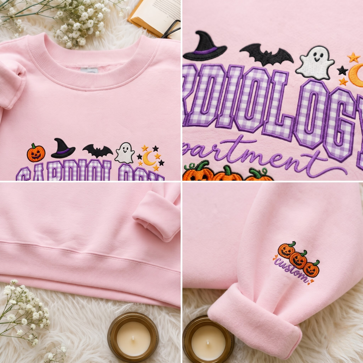 Chaotic Club Embroided Custom Cardiology Department Halloween Nurse Crewneck Sweatshirt