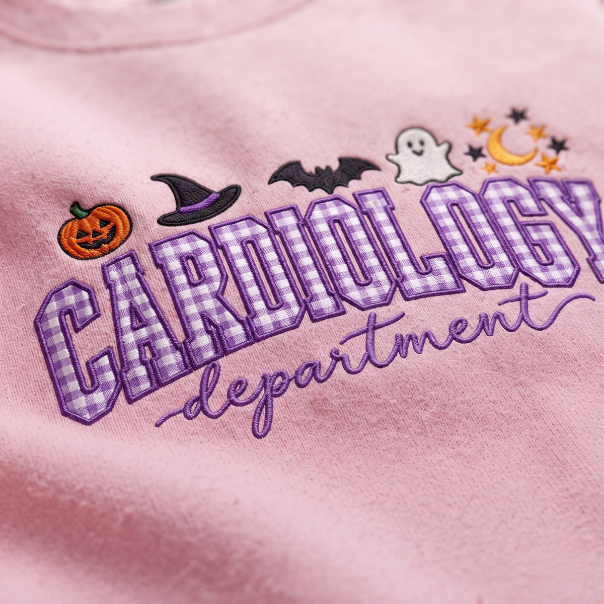 Chaotic Club Embroided Custom Cardiology Department Halloween Nurse Crewneck Sweatshirt