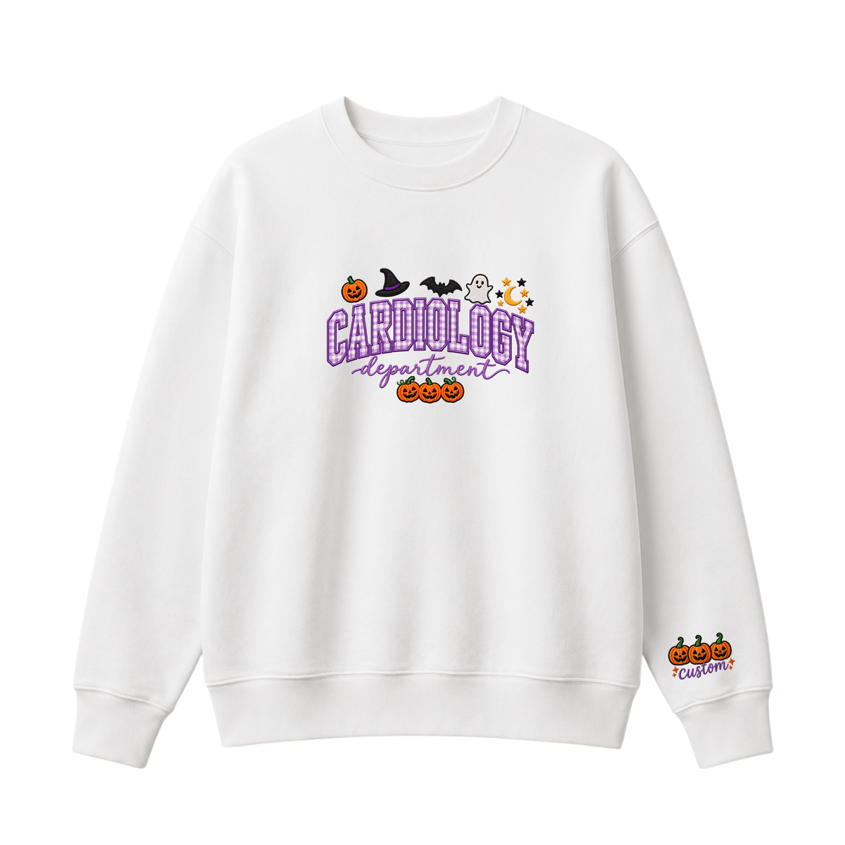 Chaotic Club Embroided Custom Cardiology Department Halloween Nurse Crewneck Sweatshirt