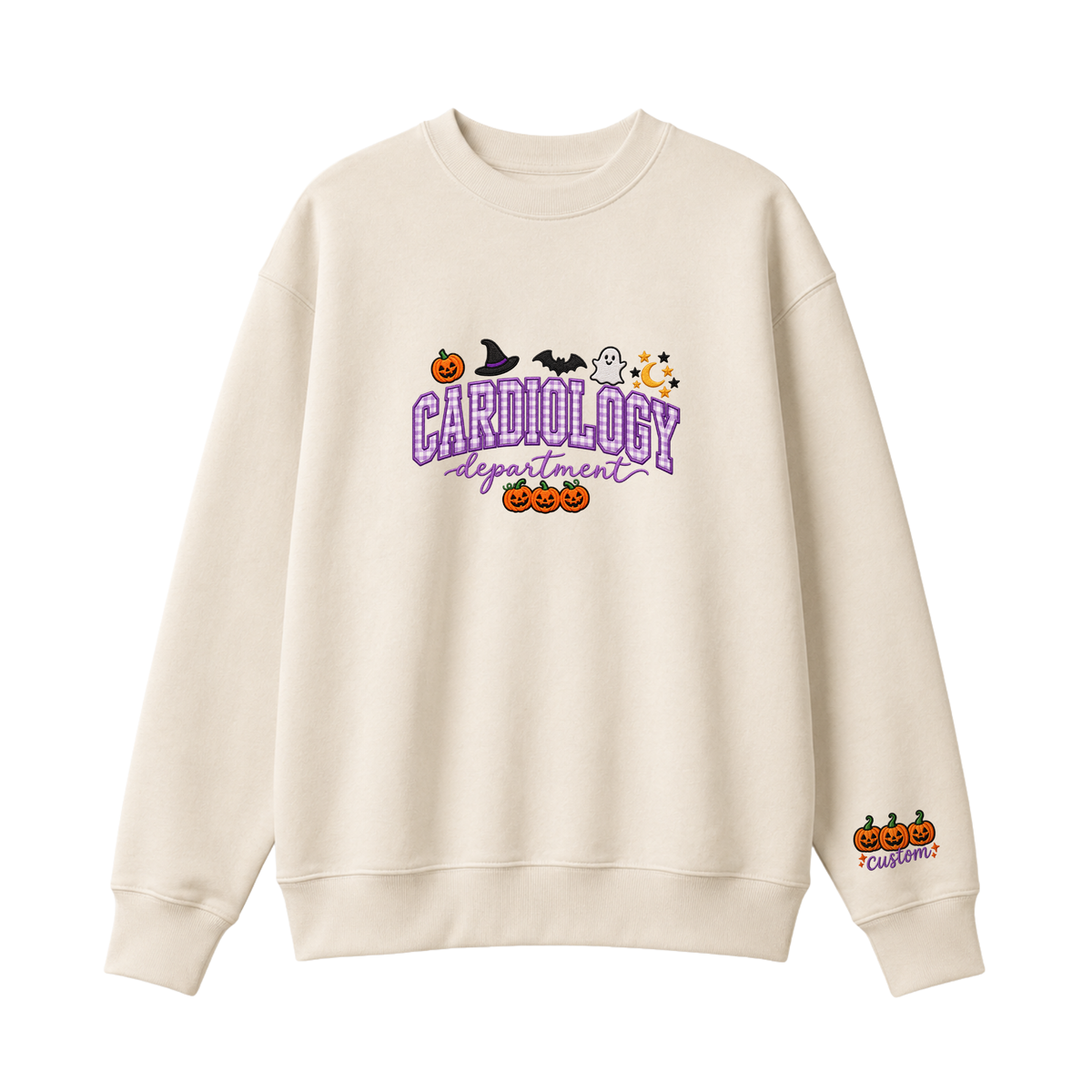 Chaotic Club Embroided Custom Cardiology Department Halloween Nurse Crewneck Sweatshirt