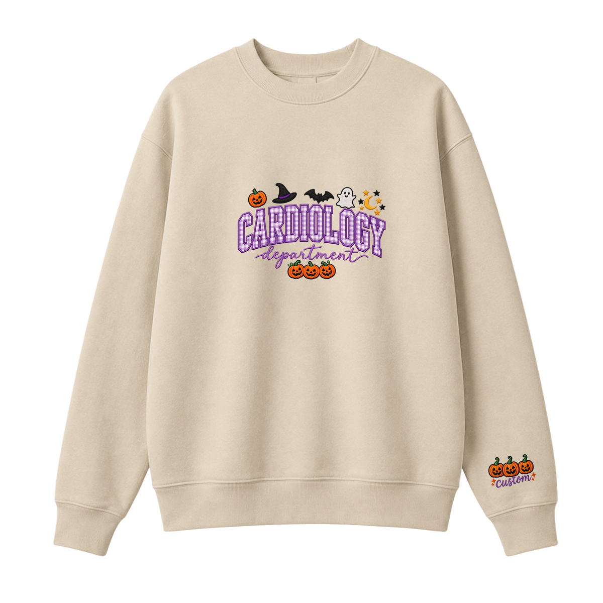 Chaotic Club Embroided Custom Cardiology Department Halloween Nurse Crewneck Sweatshirt
