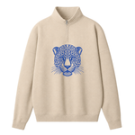 Chaotic Club Embroided Custom Mascot Head Metallic Line Art Quarter Zip Sweatshirt