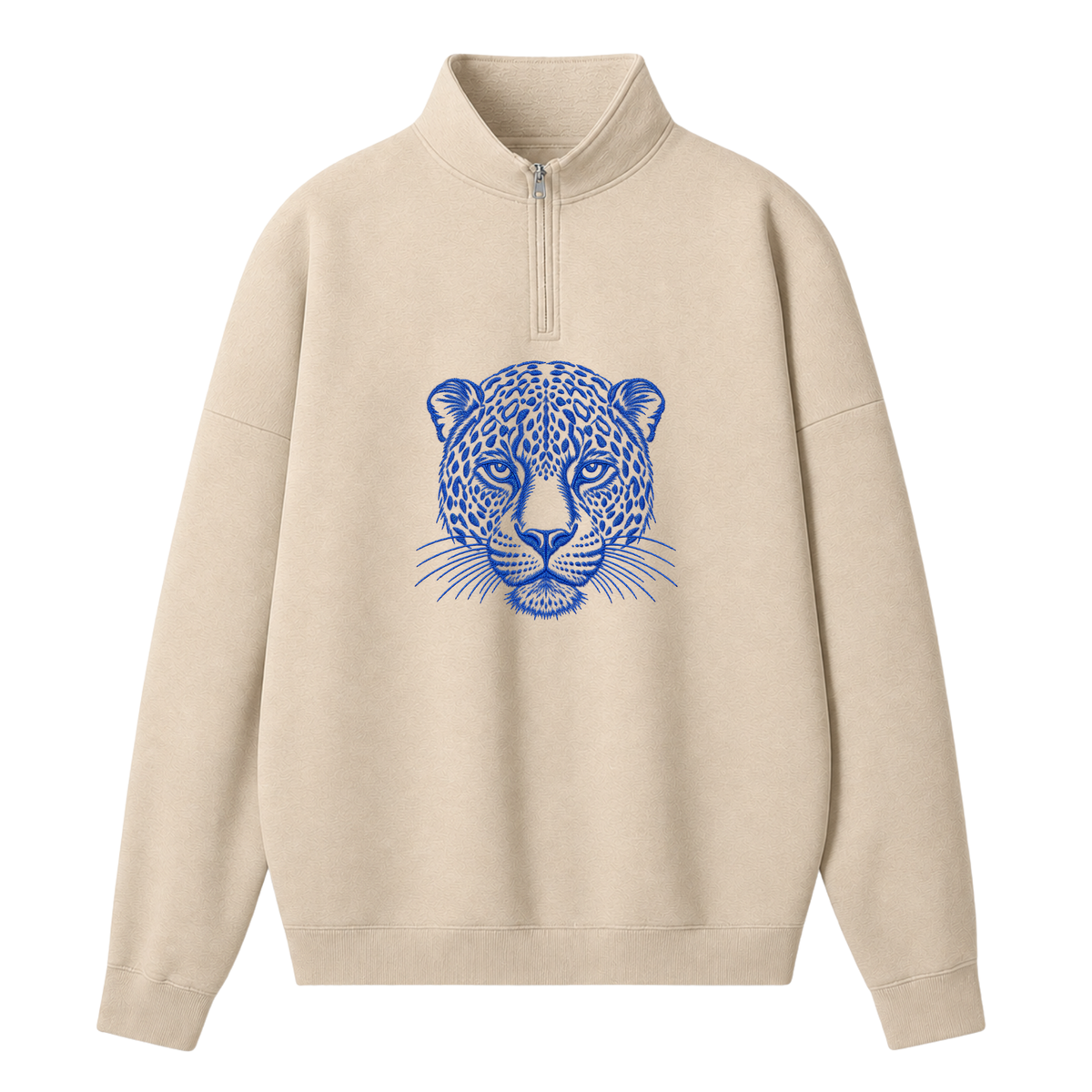 Chaotic Club Embroided Custom Mascot Head Metallic Line Art Quarter Zip Sweatshirt