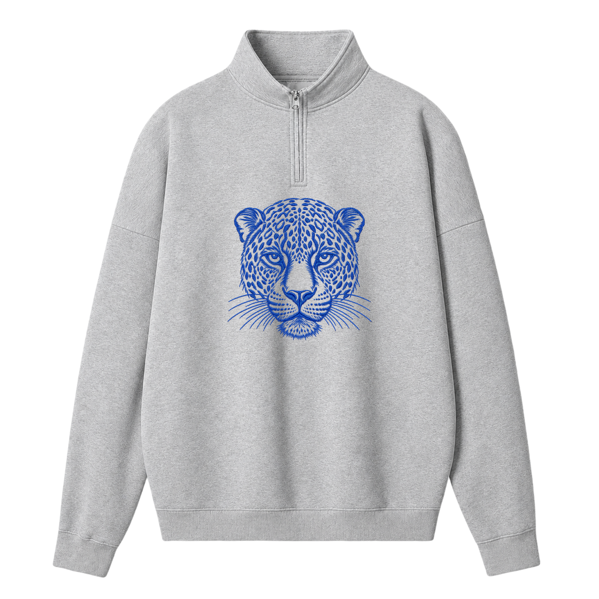Chaotic Club Embroided Custom Mascot Head Metallic Line Art Quarter Zip Sweatshirt