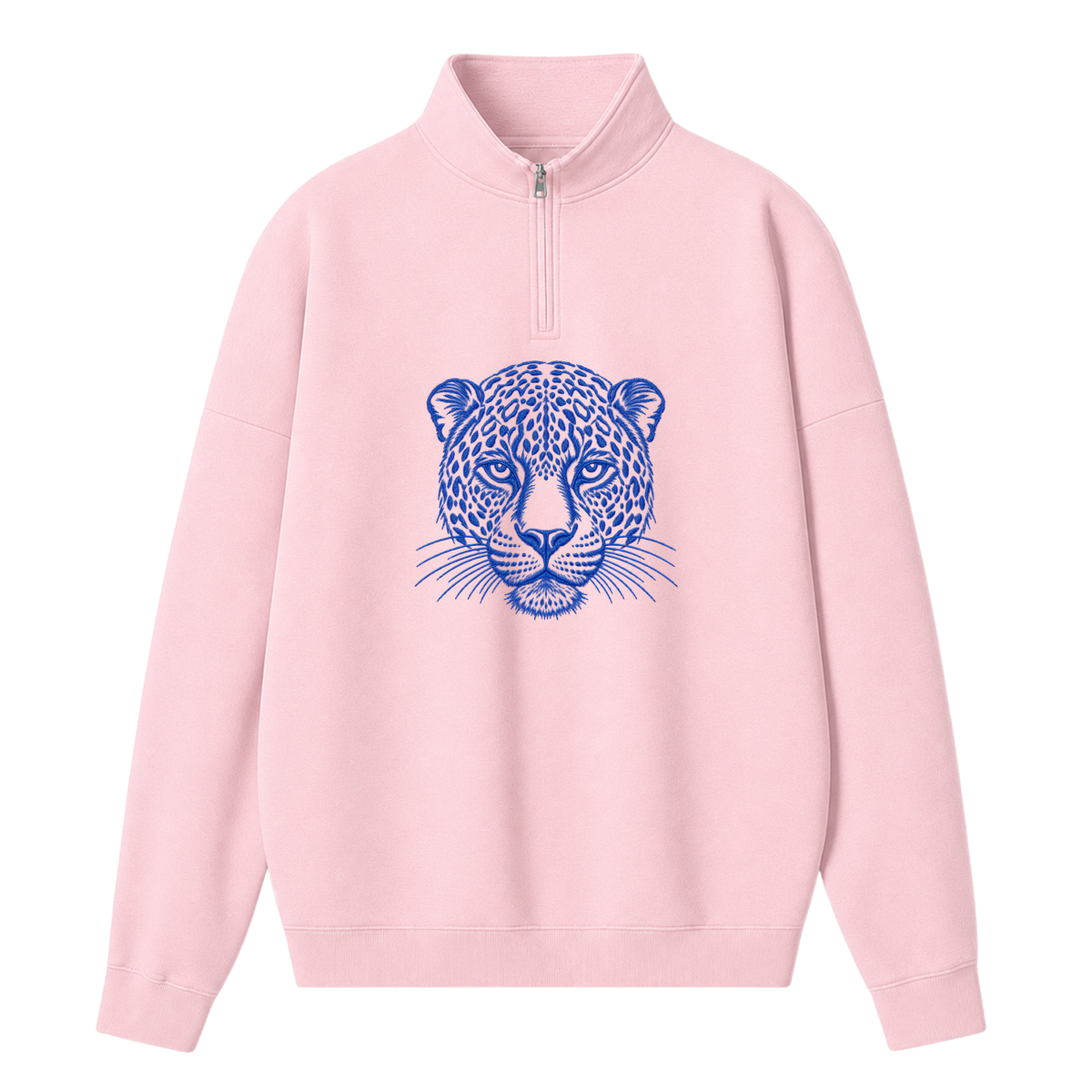 Chaotic Club Embroided Custom Mascot Head Metallic Line Art Quarter Zip Sweatshirt