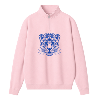 Chaotic Club Embroided Custom Mascot Head Metallic Line Art Quarter Zip Sweatshirt