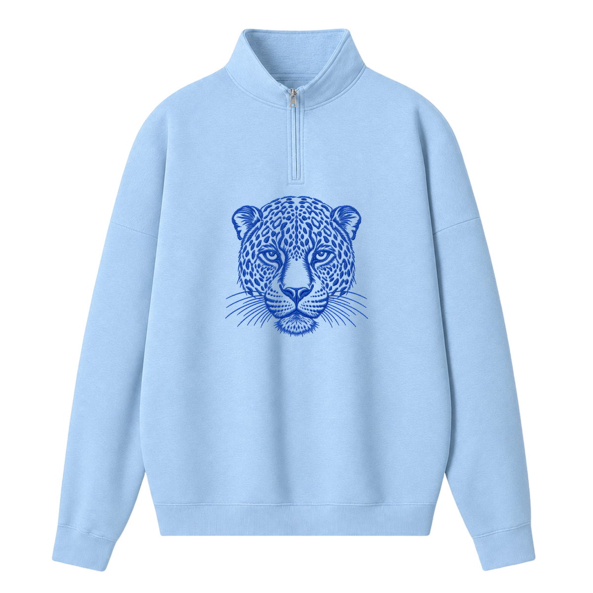Chaotic Club Embroided Custom Mascot Head Metallic Line Art Quarter Zip Sweatshirt