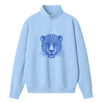 Chaotic Club Embroided Custom Mascot Head Metallic Line Art Quarter Zip Sweatshirt
