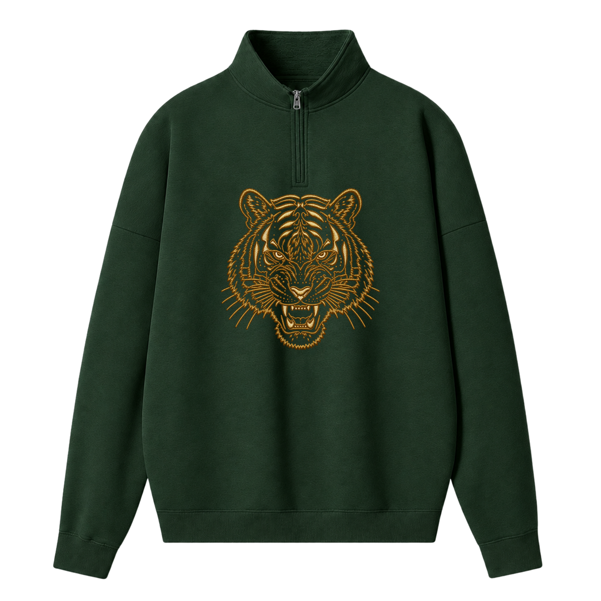 Chaotic Club Embroided Custom Mascot Head Metallic Line Art Quarter Zip Sweatshirt
