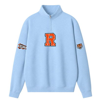 Chaotic Club Embroided Custom Mascot Varsity Initial Quarter Zip Sweatshirt