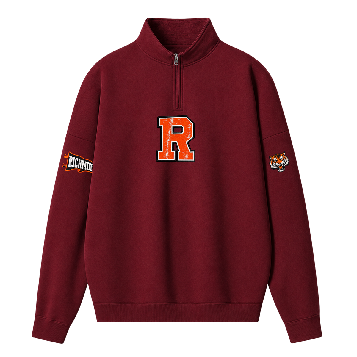 Chaotic Club Embroided Custom Mascot Varsity Initial Quarter Zip Sweatshirt