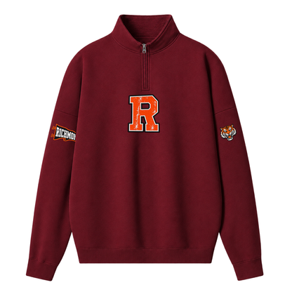 Chaotic Club Embroided Custom Mascot Varsity Initial Quarter Zip Sweatshirt