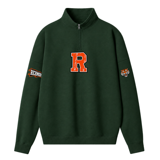 Chaotic Club Embroided Custom Mascot Varsity Initial Quarter Zip Sweatshirt