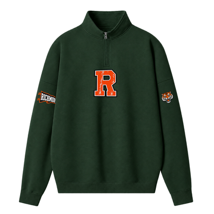 Chaotic Club Embroided Custom Mascot Varsity Initial Quarter Zip Sweatshirt
