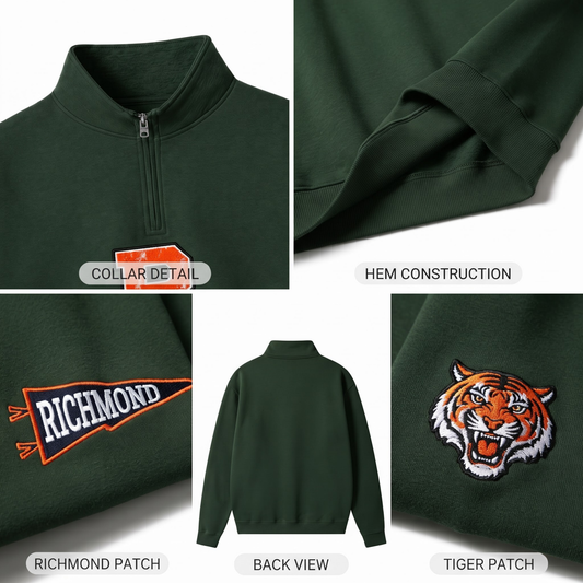 Chaotic Club Embroided Custom Mascot Varsity Initial Quarter Zip Sweatshirt