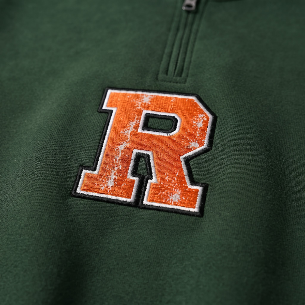 Chaotic Club Embroided Custom Mascot Varsity Initial Quarter Zip Sweatshirt