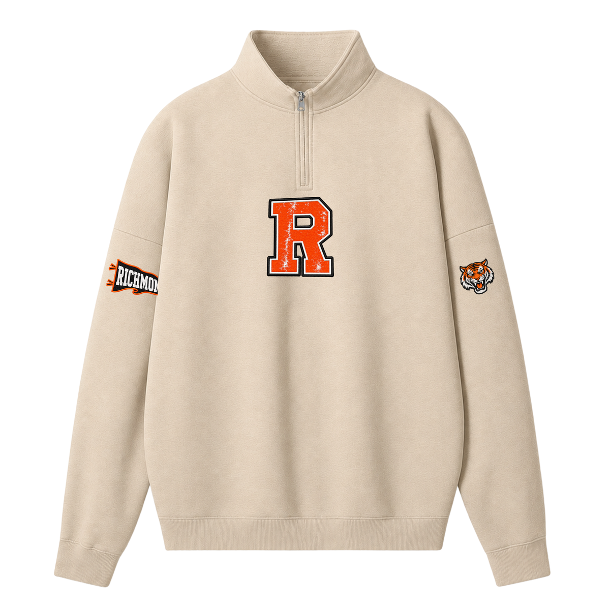 Chaotic Club Embroided Custom Mascot Varsity Initial Quarter Zip Sweatshirt