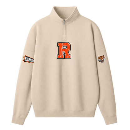Chaotic Club Embroided Custom Mascot Varsity Initial Quarter Zip Sweatshirt