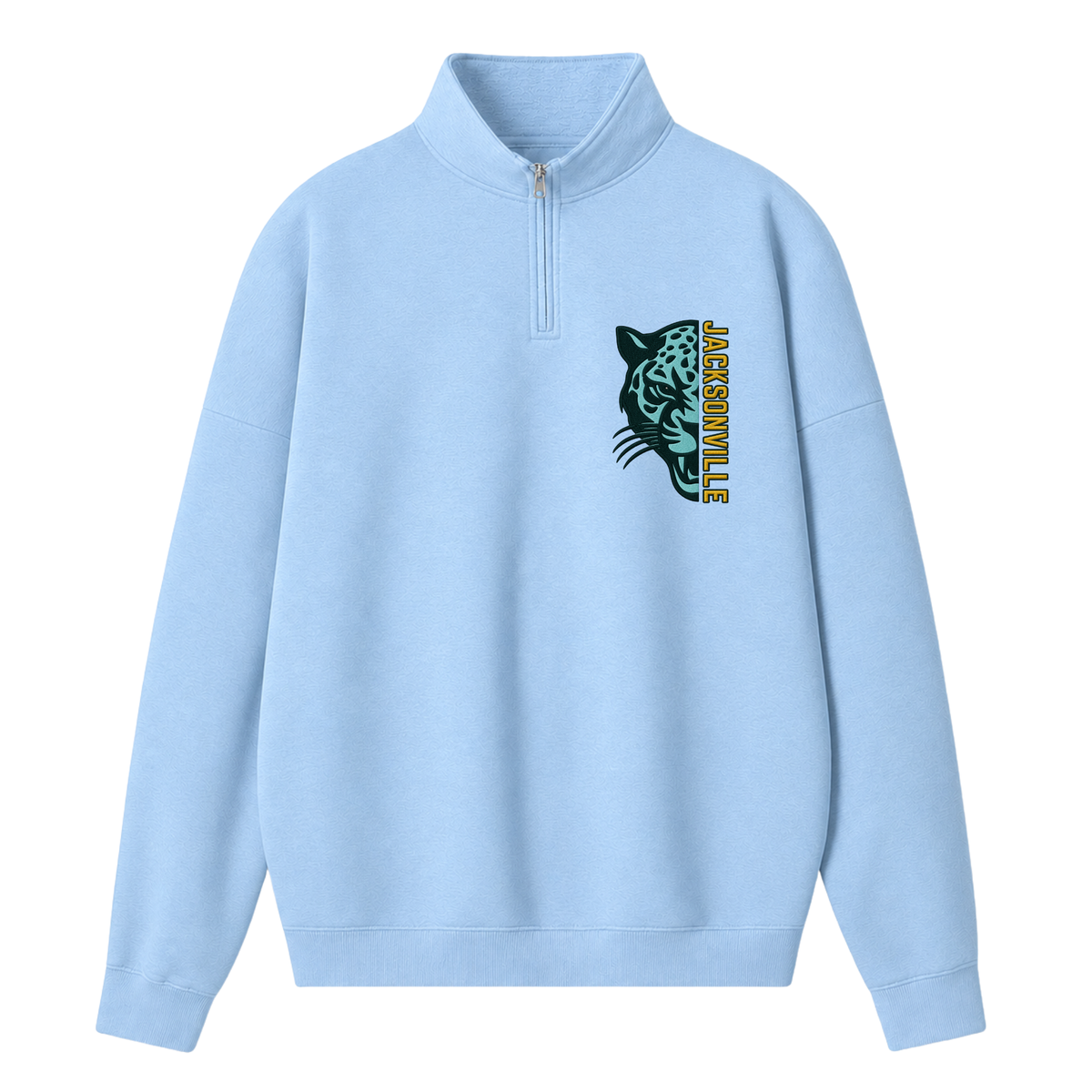 Chaotic Club Embroided Custom Vertical Team Name Half Mascot Face Quarter Zip Sweatshirt