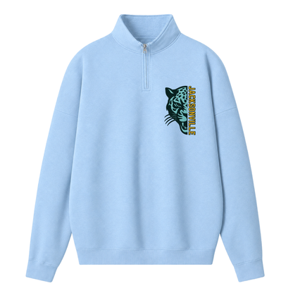 Chaotic Club Embroided Custom Vertical Team Name Half Mascot Face Quarter Zip Sweatshirt