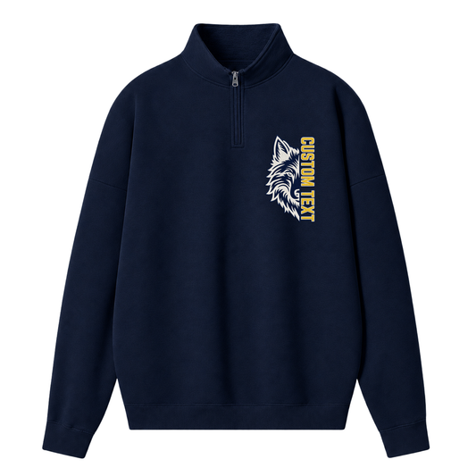 Chaotic Club Embroided Custom Vertical Team Name Half Mascot Face Quarter Zip Sweatshirt