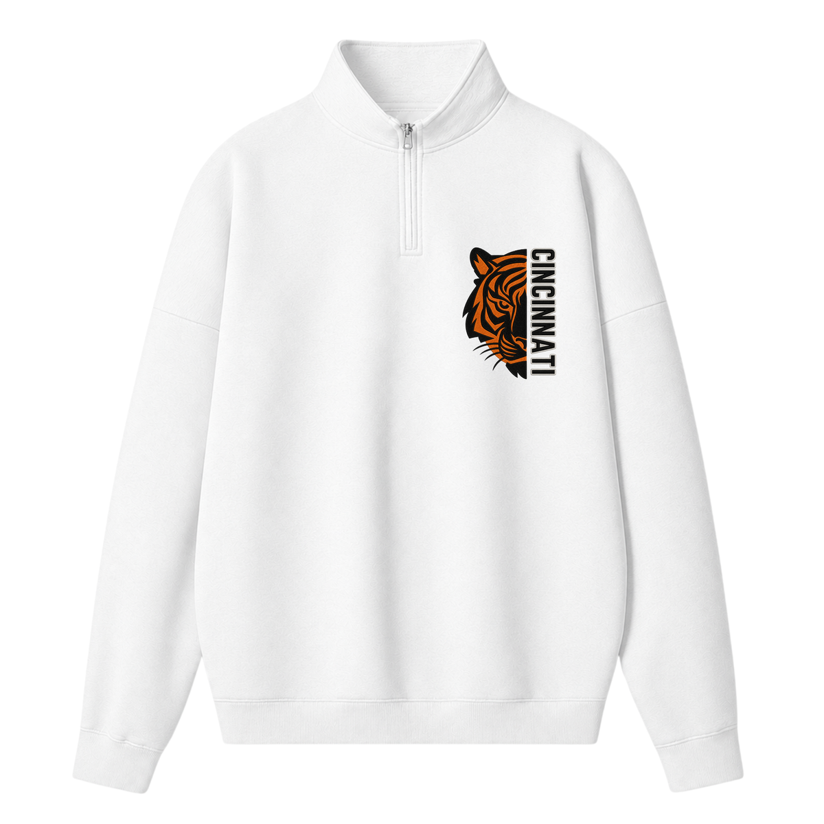 Chaotic Club Embroided Custom Vertical Team Name Half Mascot Face Quarter Zip Sweatshirt