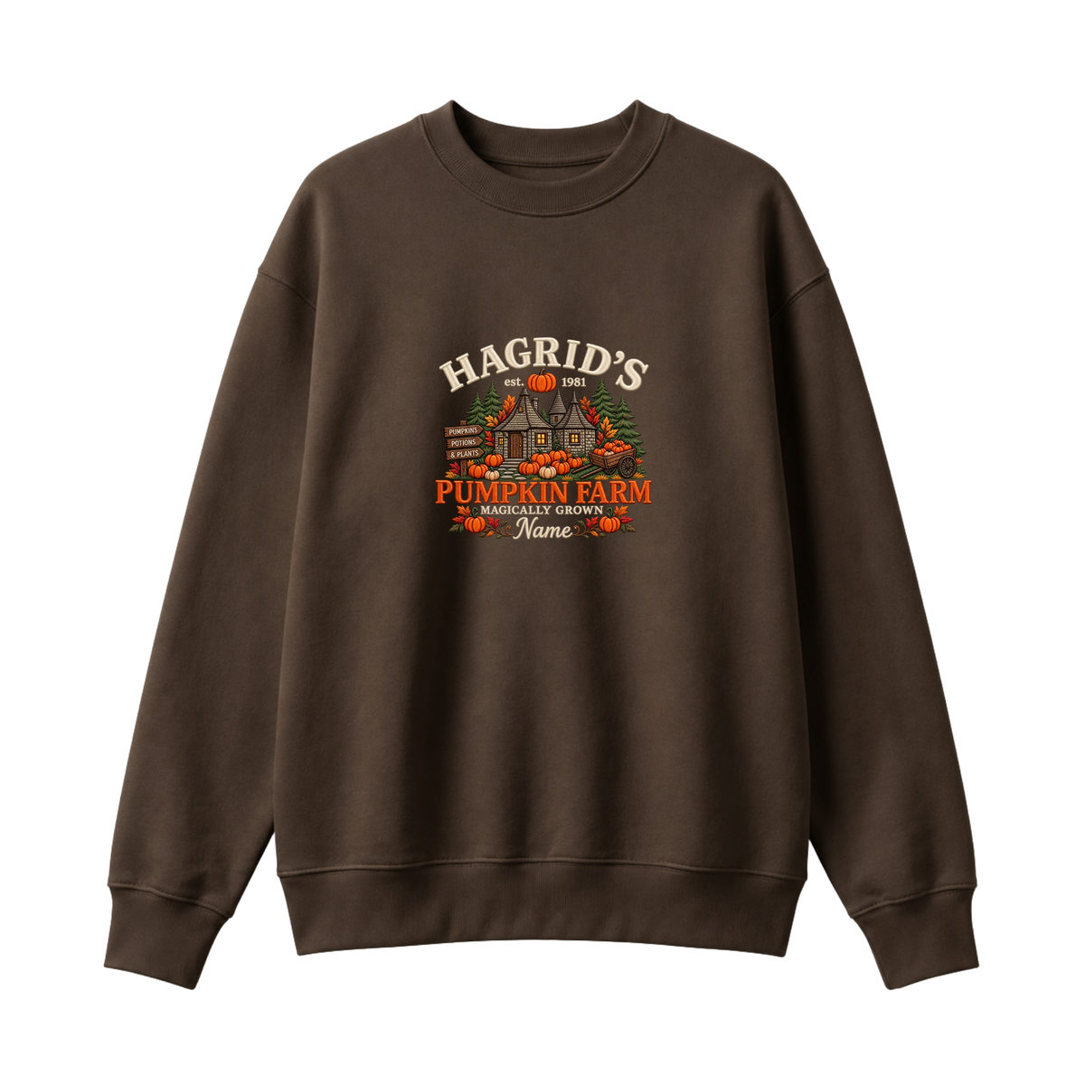 Chaotic Club Embroided Hagrid s Pumpkin Farm Magically Grown Crewneck Sweatshirt