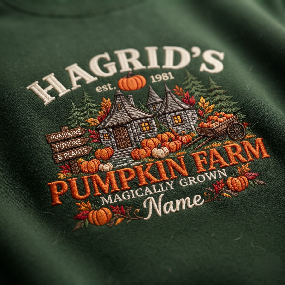Chaotic Club Embroided Hagrid s Pumpkin Farm Magically Grown Crewneck Sweatshirt