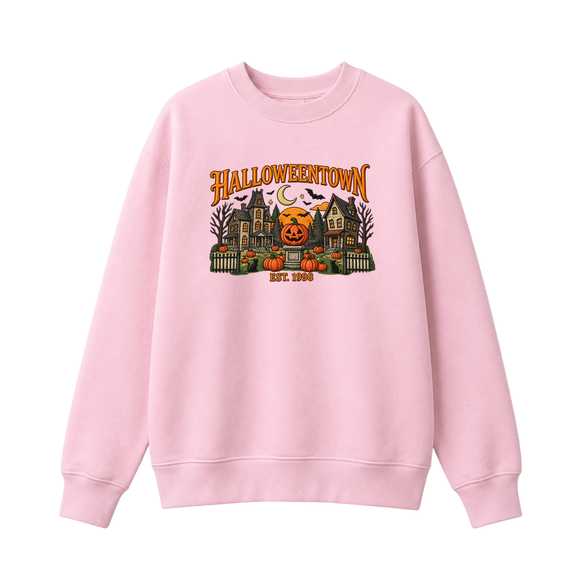 Chaotic Club Embroided Halloweentown Est 1998 Spooky Pumpkin Patch Crewneck Sweatshirt