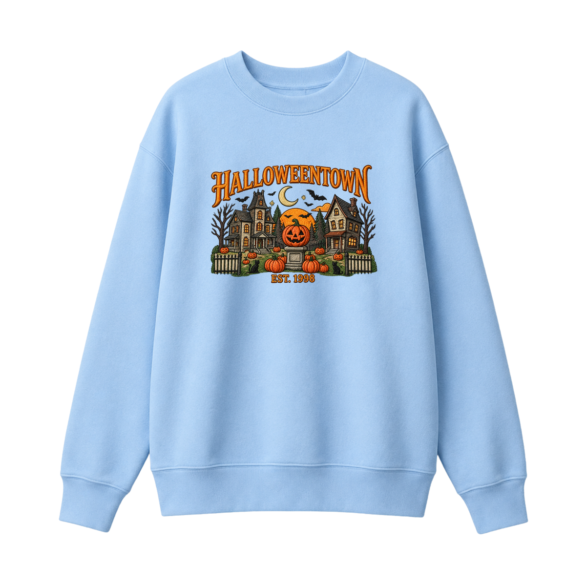 Chaotic Club Embroided Halloweentown Est 1998 Spooky Pumpkin Patch Crewneck Sweatshirt