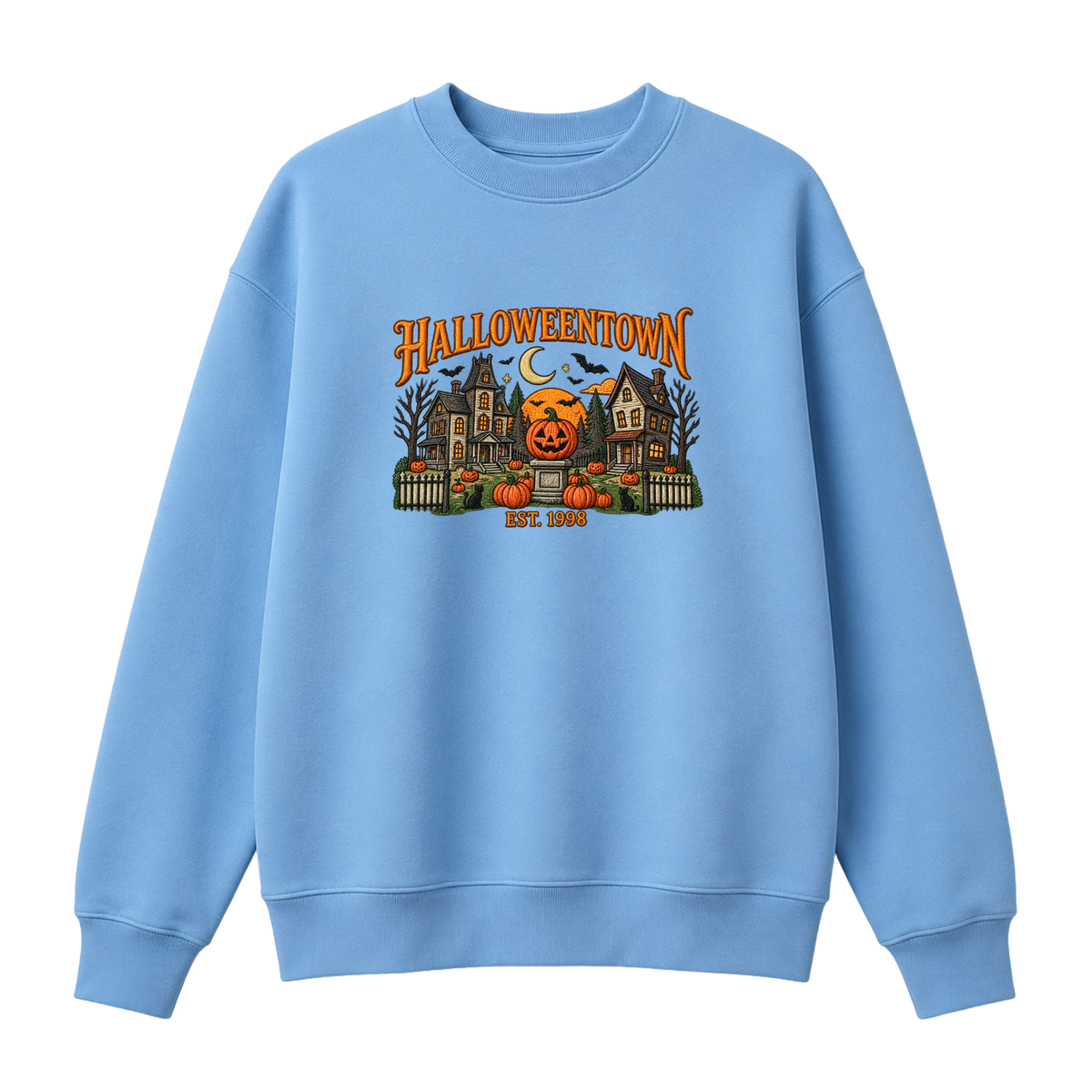 Chaotic Club Embroided Halloweentown Est 1998 Spooky Pumpkin Patch Crewneck Sweatshirt