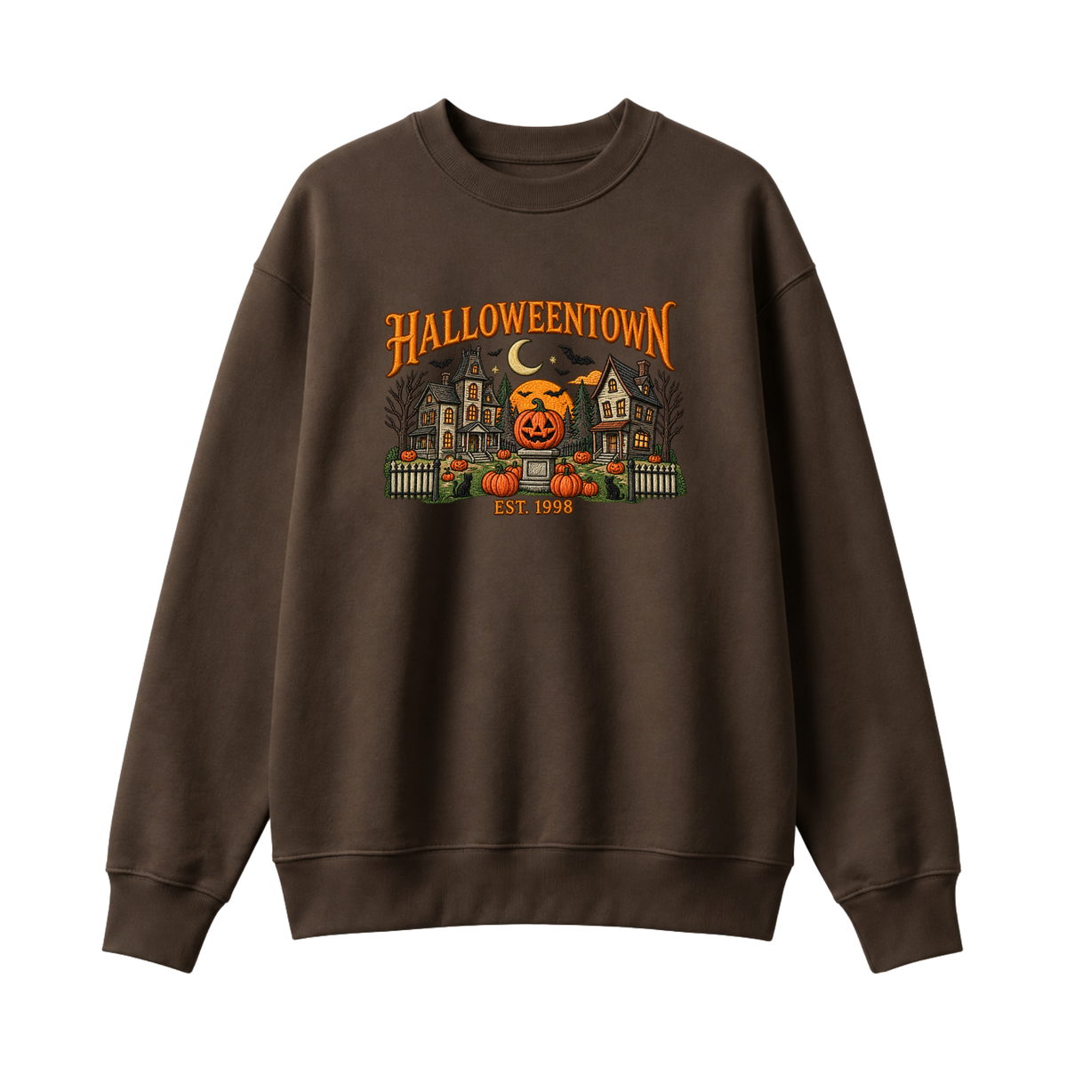 Chaotic Club Embroided Halloweentown Est 1998 Spooky Pumpkin Patch Crewneck Sweatshirt
