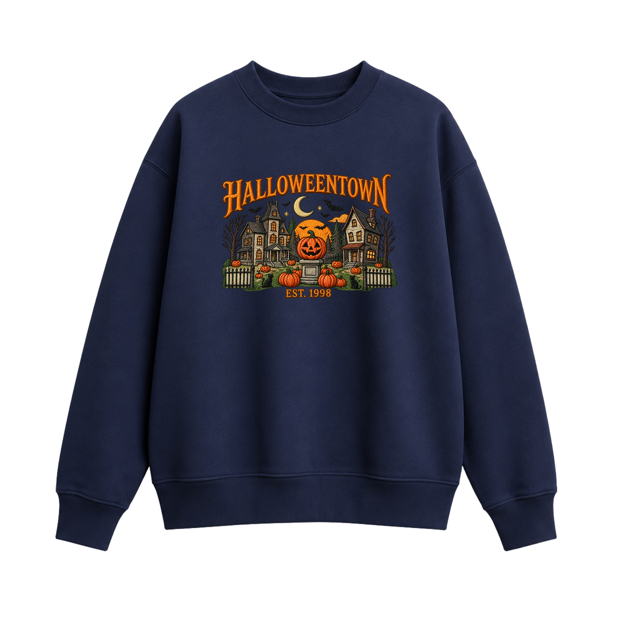 Chaotic Club Embroided Halloweentown Est 1998 Spooky Pumpkin Patch Crewneck Sweatshirt