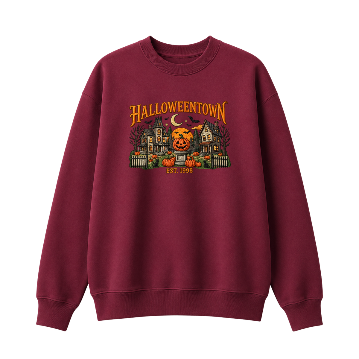 Chaotic Club Embroided Halloweentown Est 1998 Spooky Pumpkin Patch Crewneck Sweatshirt