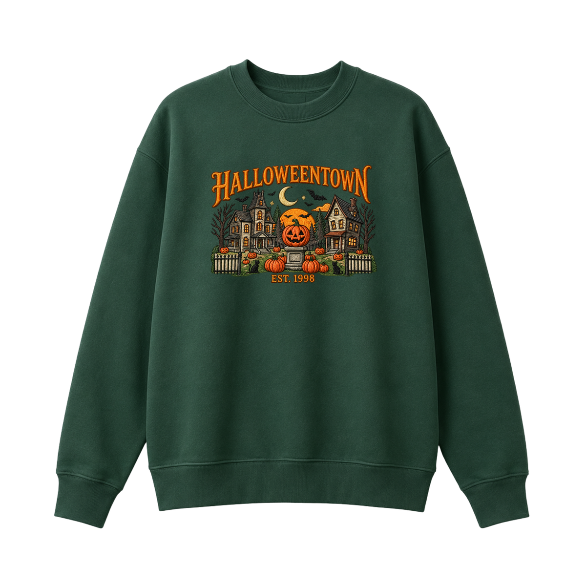 Chaotic Club Embroided Halloweentown Est 1998 Spooky Pumpkin Patch Crewneck Sweatshirt