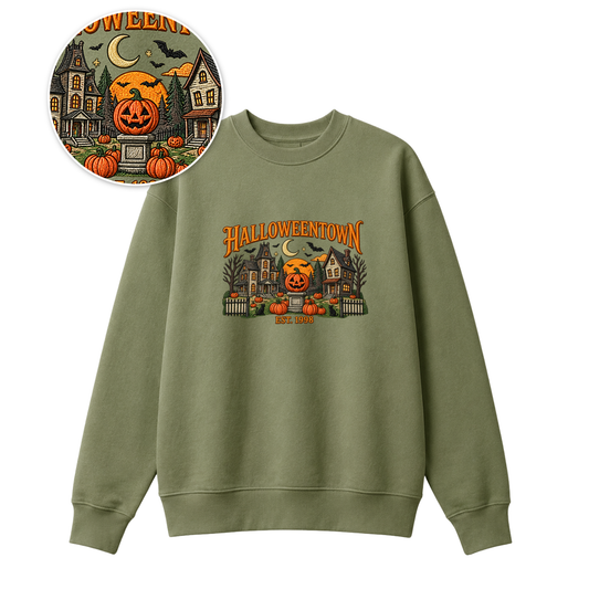 Chaotic Club Embroided Halloweentown Est 1998 Spooky Pumpkin Patch Crewneck Sweatshirt