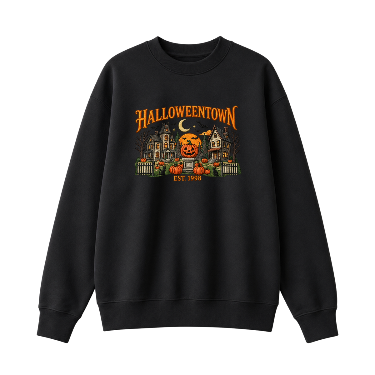 Chaotic Club Embroided Halloweentown Est 1998 Spooky Pumpkin Patch Crewneck Sweatshirt
