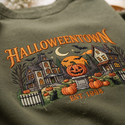 Chaotic Club Embroided Halloweentown Est 1998 Spooky Pumpkin Patch Crewneck Sweatshirt