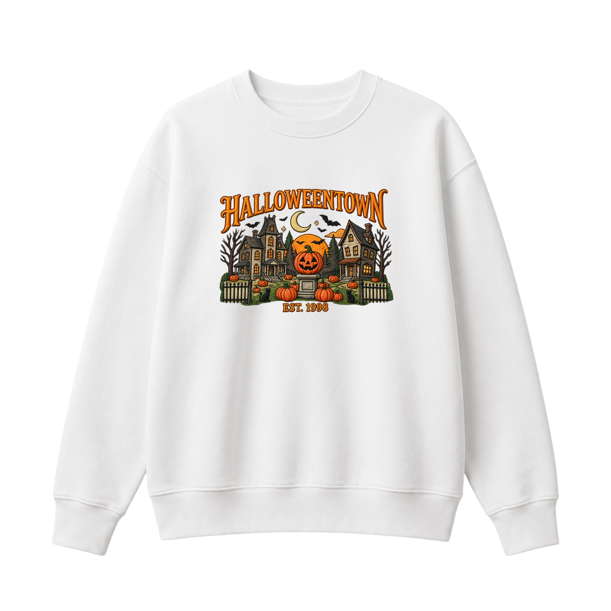 Chaotic Club Embroided Halloweentown Est 1998 Spooky Pumpkin Patch Crewneck Sweatshirt