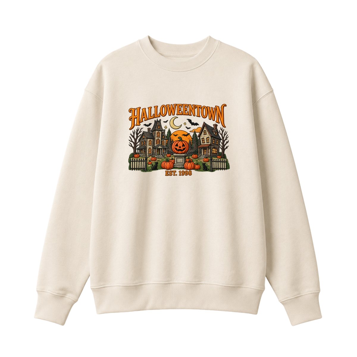 Chaotic Club Embroided Halloweentown Est 1998 Spooky Pumpkin Patch Crewneck Sweatshirt